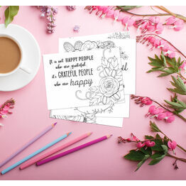Pack of 10 Gratitude Themed Thank You Note Cards to Colour In