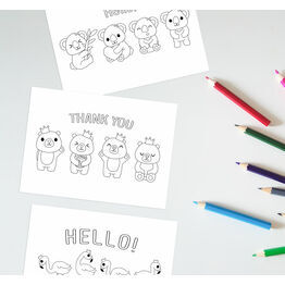 Pack of 10 Kids Colouring Thank You Note Cards
