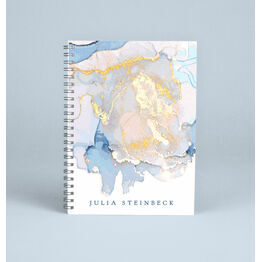 Personalised Marble Pastel Blue & Gold Notebook
