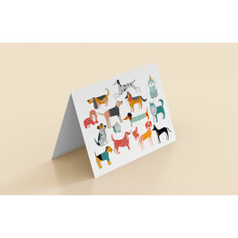 Illustrated Dogs Blank Folded Notecards