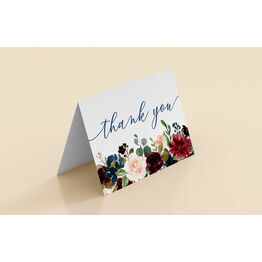 Navy and Burgundy Floral Thank You Cards
