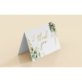Greenery and Gold Folded Thank You Cards
