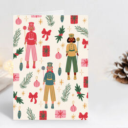 Pack of 10 Female Nutcracker Cute Festive Pattern Christmas Cards