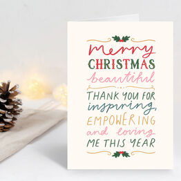 Pack of 10 'Merry Christmas Beautiful' Christmas Cards