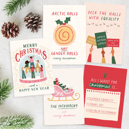 Pack of 10 Women's Empowerment / Activism / Feminism Themed Christmas Cards
