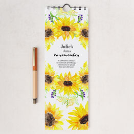 Personalised Sunflower Florals Perpetual Birthdays Calendar