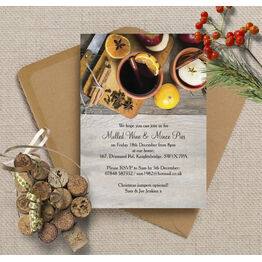 Mulled Wine & Mince Pies Personalised Christmas Party Invitations