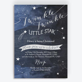 Twinkle Twinkle Little Star Christening / Baptism Invitation