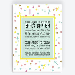 Pastel Confetti Personalised Christening / Baptism Invitation