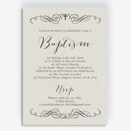 Rustic Calligraphy Personalised Christening / Baptism Invitation