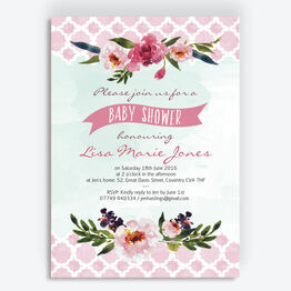Watercolour Floral Baby Shower Invitation