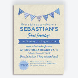 Vintage Blue Bunting Party Invitation