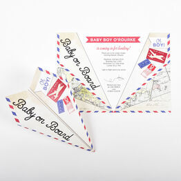 Vintage Paper Airplane Baby Shower Invitation