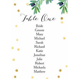 Olive Wreath Table Plan Card