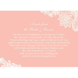 Lace Wedding Gift Wish Card