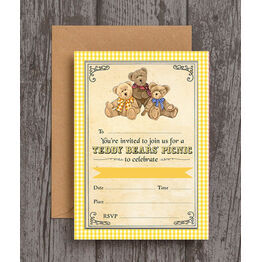 Pack of 10 Teddy Bears Picnic Party Invitations