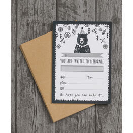 Pack of 10 Grizzly Bear Party Invitations