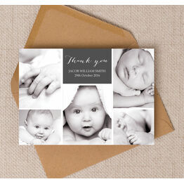 Photo Collage Birth Announcement Card
