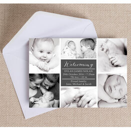 Classic Collage Photo Birth Announcement Card