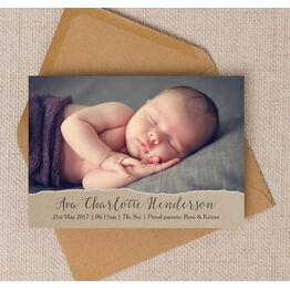 Rustic Kraft Photo Birth Announcement Card
