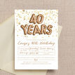 Gold Balloon Letters 40th Birthday Party Invitation additional 3