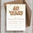 Gold Balloon Letters 40th Birthday Party Invitation additional 1