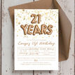 Gold Balloon Letters 21st Birthday Party Invitation additional 1