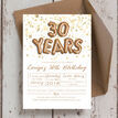 Gold Balloon Letters 30th Birthday Party Invitation additional 1