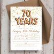 Gold Balloon Letters 70th Birthday Party Invitation additional 1