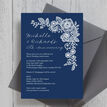 Navy Blue Floral Lace 25th / Silver Wedding Anniversary Invitation additional 2
