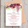 Burgundy Floral 40th / Ruby Wedding Anniversary Invitation additional 1