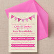 Vintage Pink Bunting Christening / Baptism Invitation additional 3