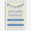 Vintage Blue Bunting Baby Shower Invitation additional 1
