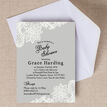 Grey & White Vintage Lace Baby Shower Invitation additional 2
