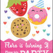Cute Kawaii Donut, Cookie & Strawberry Party Invitation additional 5