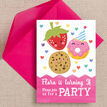 Cute Kawaii Donut, Cookie & Strawberry Party Invitation additional 2