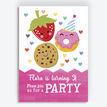 Cute Kawaii Donut, Cookie & Strawberry Party Invitation additional 1