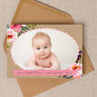 Rustic Flowers Photo Birth Announcement Card additional 2