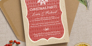 Personalised Christmas Festive Holiday Xmas Party Dinner Event Invitations Invites Printed Printable DIY Red Vintage Rustic Snowflakes Retro by Hip Hip Hooray