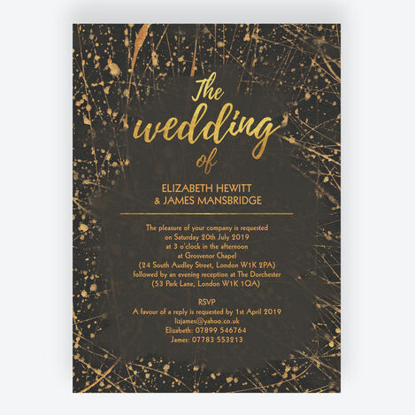 Black & Gold Abstract Wedding Stationery