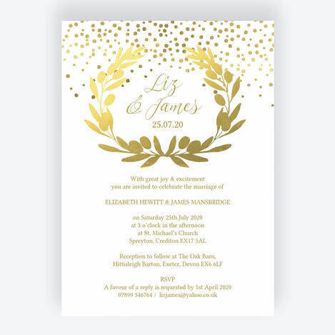 Golden Olive Wreath Wedding Stationery