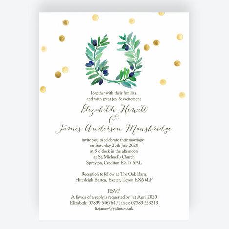 Olive Wreath Wedding Stationery
