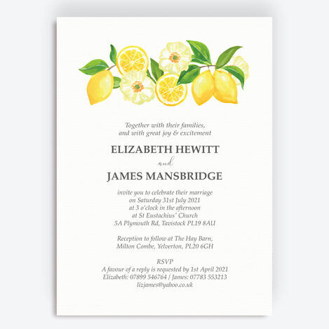 Watercolour Lemons Wedding Stationery