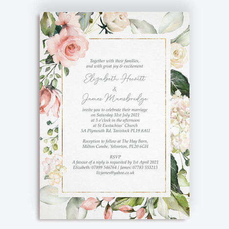 Blush & Gold Geometric Floral Wedding Stationery