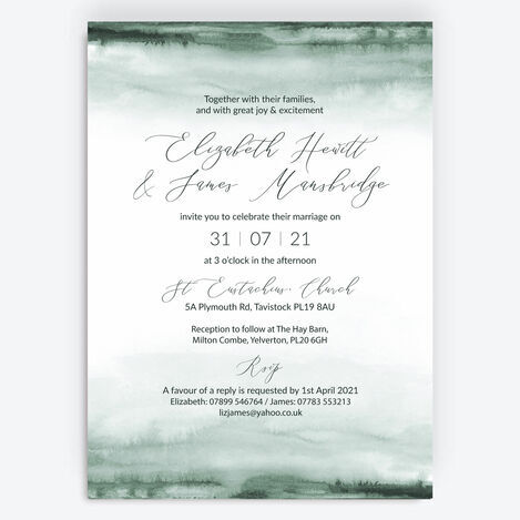 Forest Green Watercolour Wedding Stationery