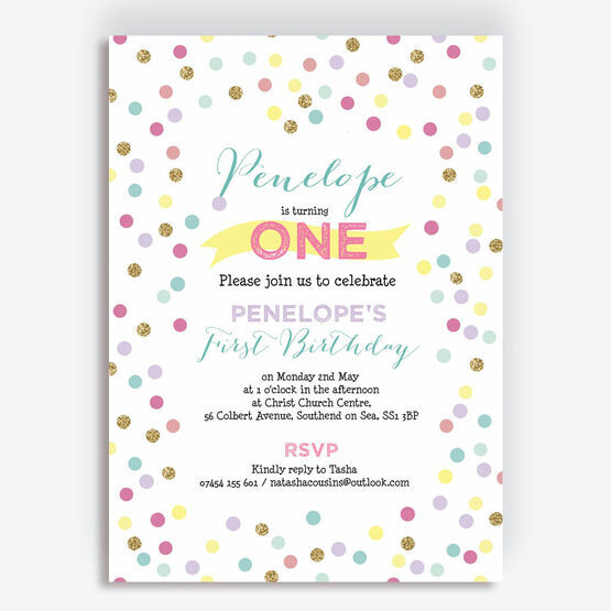 Pastel Confetti Children's Birthday Party Invitation