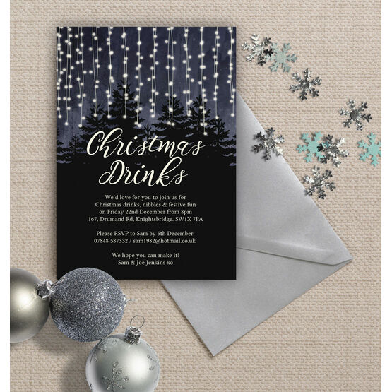 Forest Fairy Lights Personalised Christmas Party Invitation