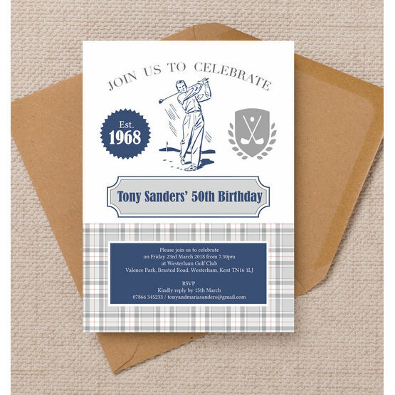 Golf Themed 50th Birthday Party Invitation
