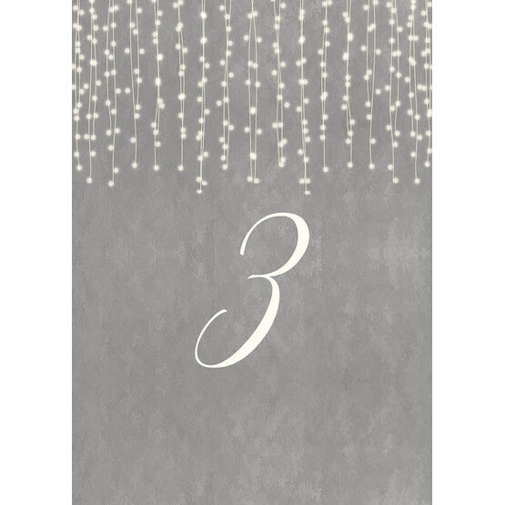 Dove Grey Fairy Lights Table Number