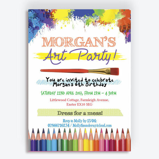 Art & Craft Themed Birthday Party Invitation